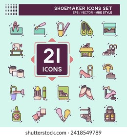 Icon Set Shoemaker. related to Shoes symbol. MBE style. simple design editable. simple illustration
