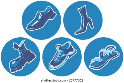 Icon set of shoes. Vector illustration.