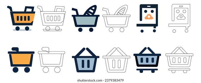 Icon set for the shopping basket. The shopping basket icon Get a set of buttons. Vector-