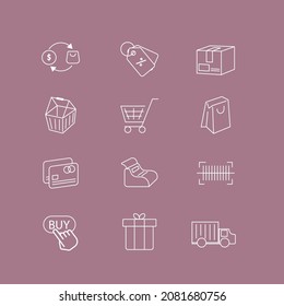 conjunto de iconos de la línea de vectores relacionados de la compra. Iconos de contorno. de iconos web para tienda online.