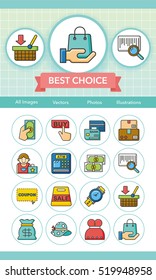 icon set shopping vector