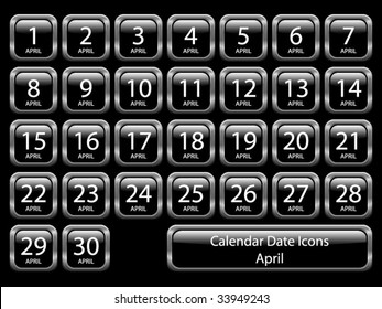 Icon set showing dates for April