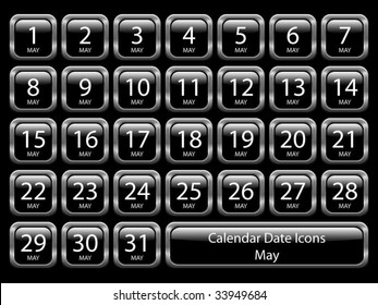 Icon set showing dates for May