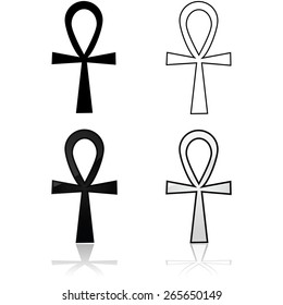 Icon set showing different representations of the ancient Egyptian symbol ankh