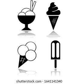 Icon set showing different servings of ice cream