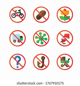 Señal de conjunto de iconos y prohibición para diferentes temporadas