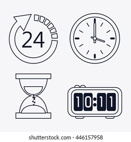 icon set of silhouette Clocks. Time design. Vector graphic