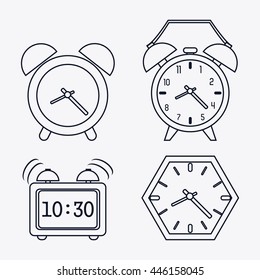 icon set of silhouette Clocks. Time design. Vector graphic