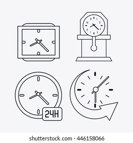 icon set of silhouette Clocks. Time design. Vector graphic
