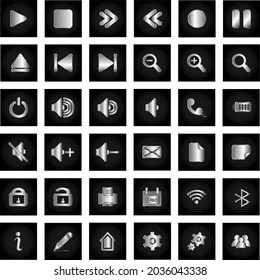 icon set with silver color
