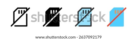 Icon set for SIM card not detected. Great for telephony apps or error UI.