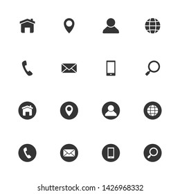 Icon set simple for business card black color vector