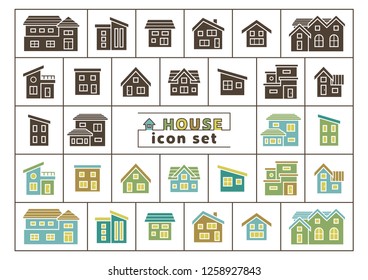 icon set of simple house - silhouette / color silhouette -