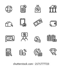 Icon Set simple line of tax money and business grow. Editable Stroke. Let's Make your Design Easier.