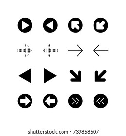 Icon set of sixteen mixed arrows