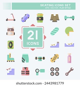 Icon Set Skating. related to Sport symbol. flat style. simple design illustration