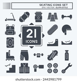 Icon Set Skating. related to Sport symbol. glyph style. simple design illustration