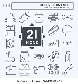 Icon Set Skating. related to Sport symbol. line style. simple design illustration