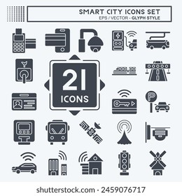 Icon Set Smart City. related to Technology symbol. glyph style. simple design illustration