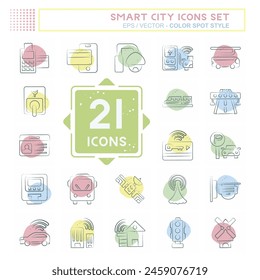 Icon Set Smart City. related to Technology symbol. Color Spot Style. simple design illustration