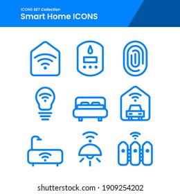 icon set of smarthome garage, light, bathroom and many more. with line style vector. suitable use for web app and pattern design.