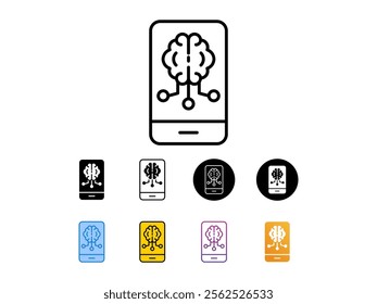 icon set smartphone with 9 different styles, line, glyp, flat, gradient etc. suitable for print websites etc. isolated on white background.
