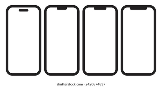 icon set Smartphone with white blank screen and front camera isolated on white background. eps 10