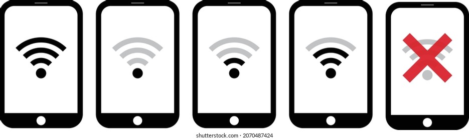  Icon set for smartphone Wi-Fi connection environment.