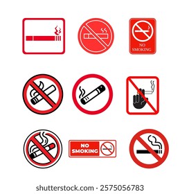 Icon set. Smoking and no smoking area. Illustration vector.