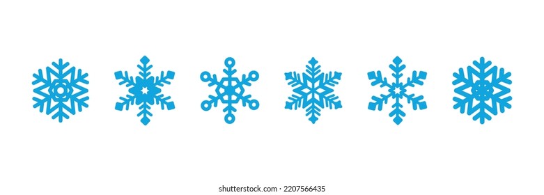 Icon set of snowflakes. Various winter snowflakes vector set. New year and christmas design elements. Vector illustration