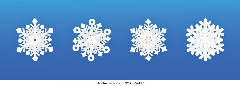 Conjunto de iconos de copos de nieve. Varios vectores de copos de nieve de invierno. Años nuevos y elementos de diseño navideño. Ilustración del vector