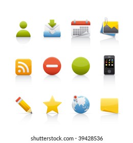 Icon Set - Social Media. Set of icons on white background in Adobe Illustrator EPS 8 format for multiple applications.