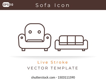 Icon Set Sofa For Website, Infographic Element. Vector Illustration