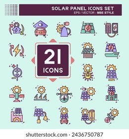 Icono Conjunto Panel Solar. relacionado con Símbolo de ecología. Estilo MBE. ilustración de diseño simple.