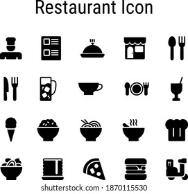 An icon set with solid style for restaurant