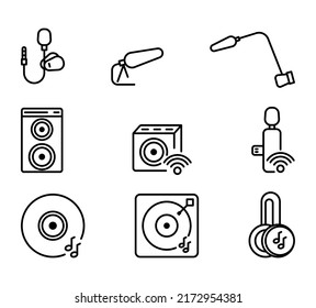 Icon Set Sound System Simple Line Editable Stroke. Let's Make Your Design Easier.