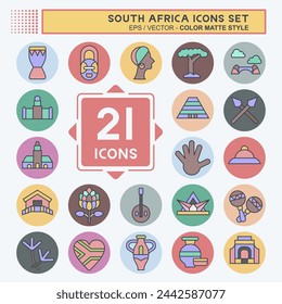 Icon Set South Africa. related to Education symbol. color mate style. simple design illustration