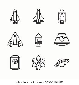Icon Set Space for different seasons. Line with Editable stroke
