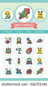 icon set space vector