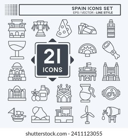 Icon Set Spain. related to Holiday symbol. line style. simple design editable. simple illustration