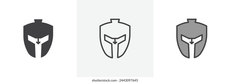 Icon Set of Spartan and Warrior Masks. Symbols for Gladiator and Superhero Helmets.