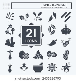 Icon Set Spice. related to Vegetable symbol. glyph style. simple design editable. simple illustration