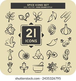 Icon Set Spice. related to Vegetable symbol. hand drawn style. simple design editable. simple illustration