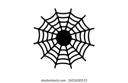 Un conjunto de iconos de telarañas.  Fondo blanco con una silueta lineal de contorno negro.