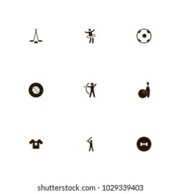 icon set Sport with archery, bit, hockey and star