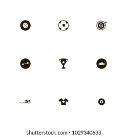 icon set Sport with award, target, trophy and darts