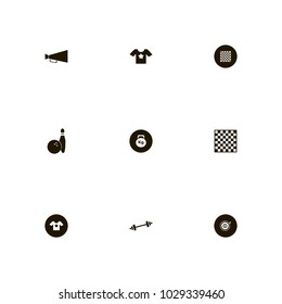 icon set Sport with ball, star, board and skittles
