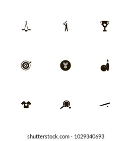 icon set Sport with ball, star, dart and ping pong
