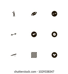 icon set Sport with bit, player, gym and board