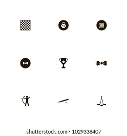 icon set Sport with board, bit, bat and washer